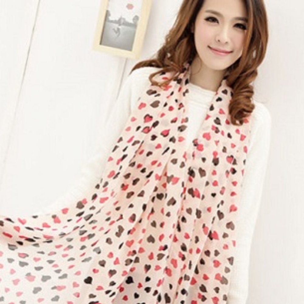 Cute Heart Chiffon Scarf